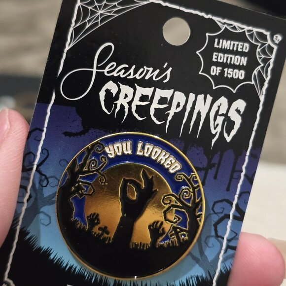 Season’s Creepings ✦ “You Looked” Enamel Pin ✦ Gothic Skeleton Limited Edition - Picture 2 of 3